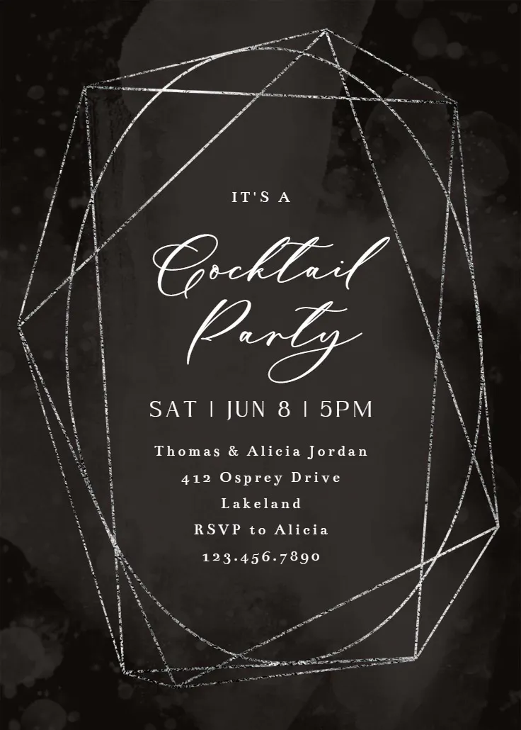 Silver border - cocktail party invitation